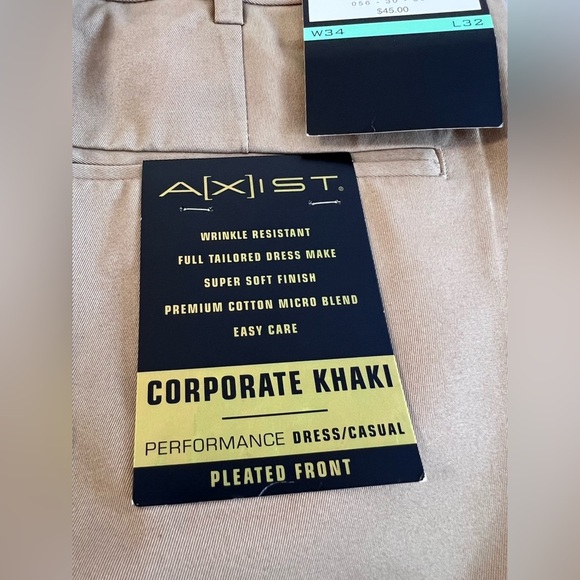 Axist Mens Dress Pants - Corporate‎ Khaki (34Wx 32) Cotton Blend - Khaki - New - Picture 11 of 12